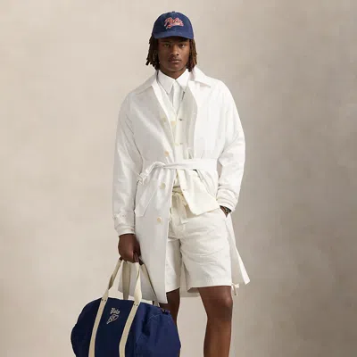 Ralph Lauren Stretch Twill Balmacaan Topcoat In Deckwash White