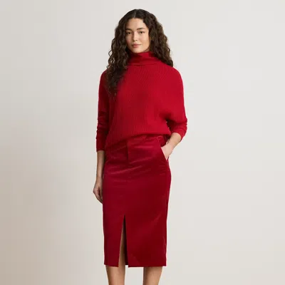 Ralph Lauren Stretch Velvet Pencil Skirt In Lauren Red Velvet In Brown