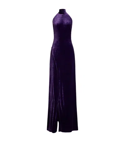 RALPH LAUREN STRETCH VELVET TATUM EVENING DRESS