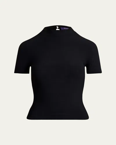 Ralph Lauren Stretch Viscose Short-sleeve T-shirt In Black