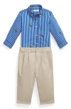 Ralph Lauren Baby Boys Shirt And Trousers Set In Multi