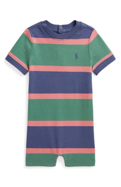 Ralph Lauren Babies'  Stripe Cotton Romper In Green