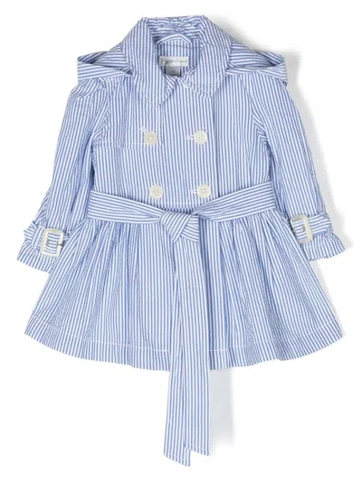 Polo Ralph Lauren Babies' Stripe-pattern Belted Trench Coat In Blue