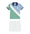 Ralph Lauren Stripe Polo Shirt And Shorts Set In White