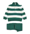 Ralph Lauren Stripe Polo Sweater And Trousers Set In Green