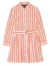 Polo Ralph Lauren Stripe-print Belted Dress In Orange
