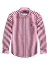 Polo Ralph Lauren Striped Cotton Poplin Shirt In Red
