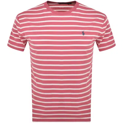 Ralph Lauren Stripe T Shirt Pink In Red
