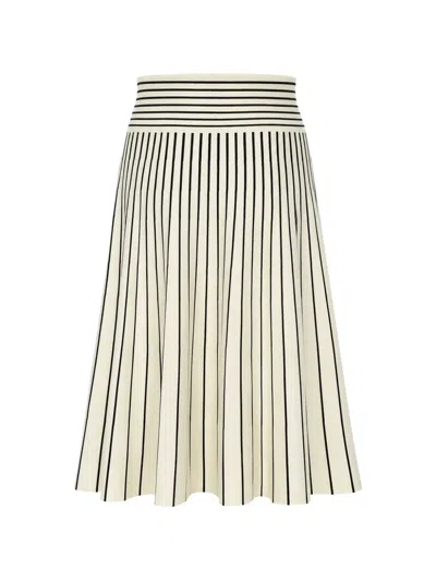 Ralph Lauren Striped A-line Midi Skirt In Neutral