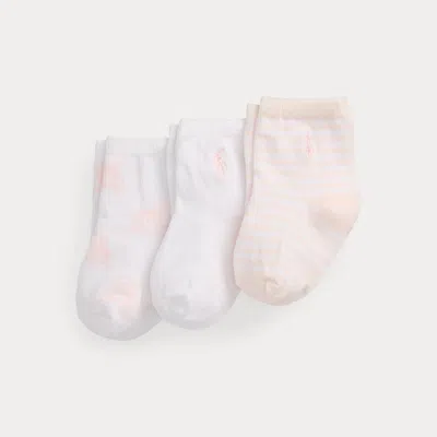 Ralph Lauren Babies' Striped Ankle Sock 3-pack In Assorted In Pink