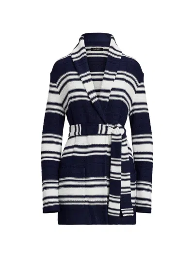 Ralph Lauren Striped Belted Cardigan In Multi