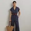 Ralph Lauren Striped Belted Twill Wide-leg Jumpsuit