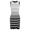 Ralph Lauren Striped Bodycon Mini Dress In Black And White Viscose In Multi