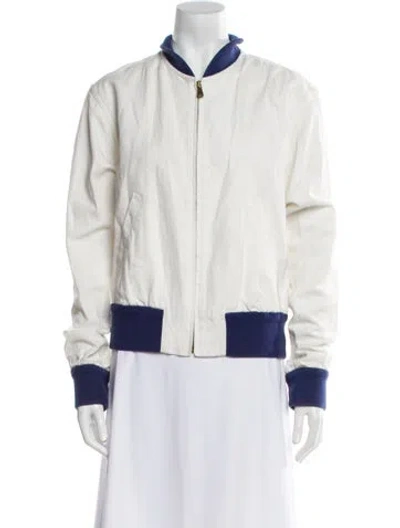 Pre-owned Ralph Lauren Striped Bomber Jacket In Neutral