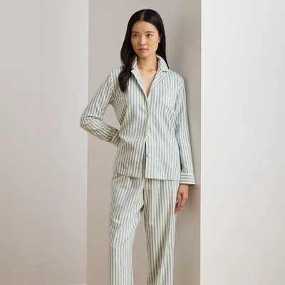 Ralph Lauren Striped Brushed Twill Sleep Set In Blue