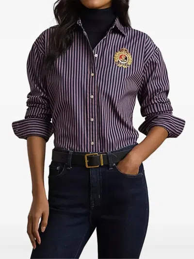Ralph Lauren Striped Button-up Shirt In Navy,red,white