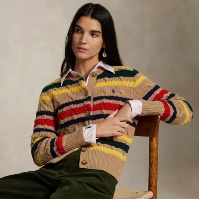 Ralph Lauren Striped Cable Wool-cashmere Cardigan