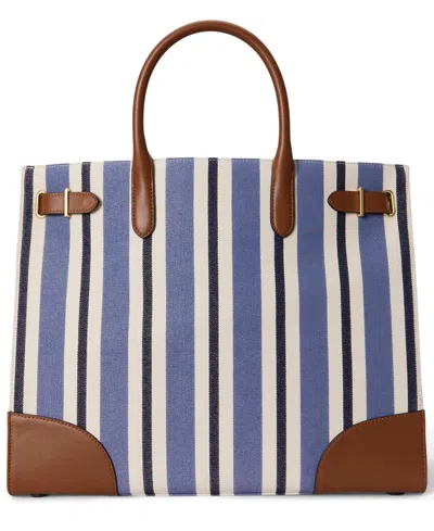 Ralph Lauren Striped Canvas Medium Devyn Tote Bag