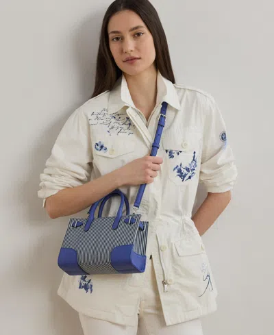 Ralph Lauren Striped Canvas Small Devyn Tote Bag