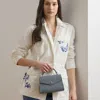 Ralph Lauren Striped Canvas Small Farrah Satchel In Refined Navy Stripe