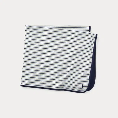 Ralph Lauren Babies' Striped Cotton Blanket In Grey In Multi