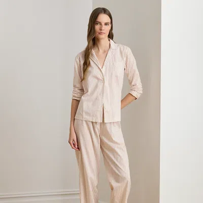 Ralph Lauren Striped Cotton-blend Lawn Sleep Set In Neutral