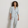 Ralph Lauren Striped Cotton-blend Sateen Sleep Set In Gray