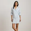 Ralph Lauren Striped Cotton-blend-sateen Sleep Shirt In Gray