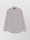Ralph Lauren Striped Cotton Blend Shirt With Curved Hem In Grey