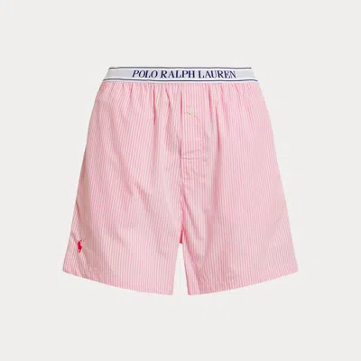 Ralph Lauren Striped Cotton Boxer In Pink