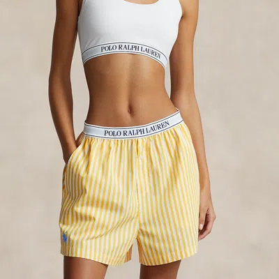 Ralph Lauren Striped Cotton Boxer In Lemon Zest