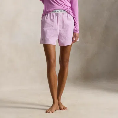 Ralph Lauren Striped Cotton Boxer In Pink