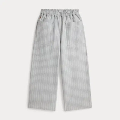 Ralph Lauren Kids' Striped Cotton Cropped Wide-leg Pant In Blue Cream Multi In Gray