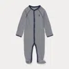 Polo Ralph Lauren Yarn-dyed Cotton Footie Coverall In Refined Navy Multi