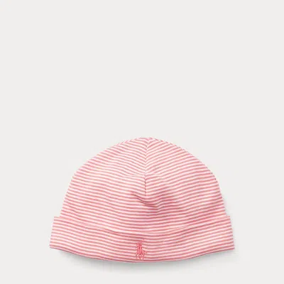 Ralph Lauren Babies' Striped Cotton Hat In Pink