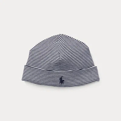 Ralph Lauren Babies' Striped Cotton Hat In Refined Navy Multi
