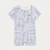 Ralph Lauren Striped Cotton Henley Shortall In Navy Stripe