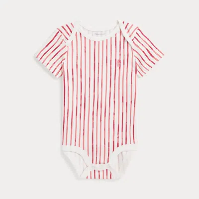 Ralph Lauren Babies' Striped Cotton Jersey Bodysuit In Red Stripe
