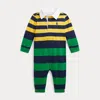 RALPH LAUREN STRIPED COTTON JERSEY RUGBY COVERALL