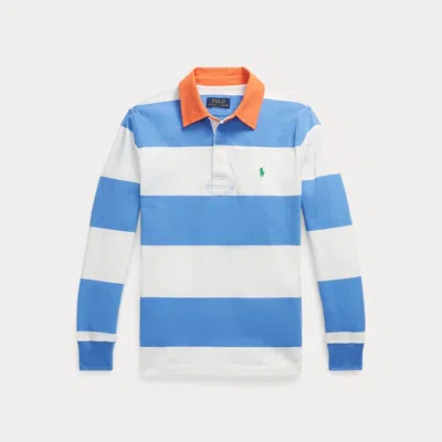 Ralph Lauren Kids' Striped Cotton Jersey Rugby Shirt In Blue