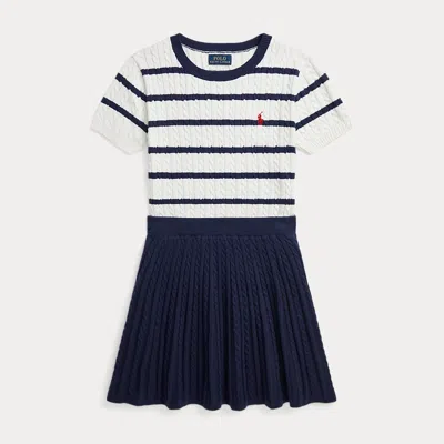 Ralph Lauren Kids' Striped Cotton Jumper & Skirt Set In Blue