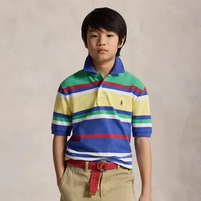 Ralph Lauren Kids' Striped Cotton Mesh Polo Shirt In Liberty Multi