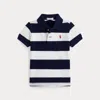 Ralph Lauren Striped Cotton Mesh Polo Shirt In Multi