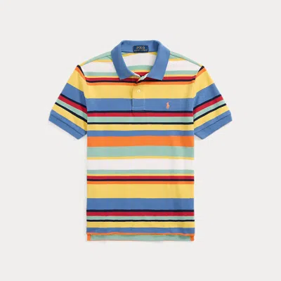 Ralph Lauren Kids' Striped Cotton Mesh Polo Shirt In Multi