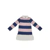 Ralph Lauren Striped Cotton Mini Dress With Flounced Skirt Kids In Blue