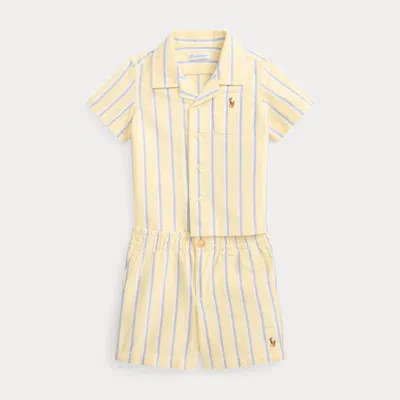 Ralph Lauren Babies'  Striped Cotton Oxford Shirt & Short In Yellow