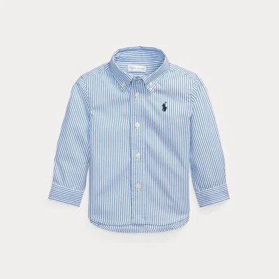 Ralph Lauren Kids' Striped Cotton Oxford Shirt In Blue