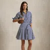 Polo Ralph Lauren Striped Cotton Paneled Shirtdress In Fall Royal/white