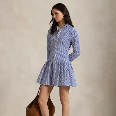 Ralph Lauren Striped Cotton Paneled Shirtdress In Multi