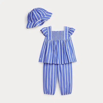 Polo Ralph Lauren Babies' Striped Cotton Poplin 3-piece Set In Blue Multi